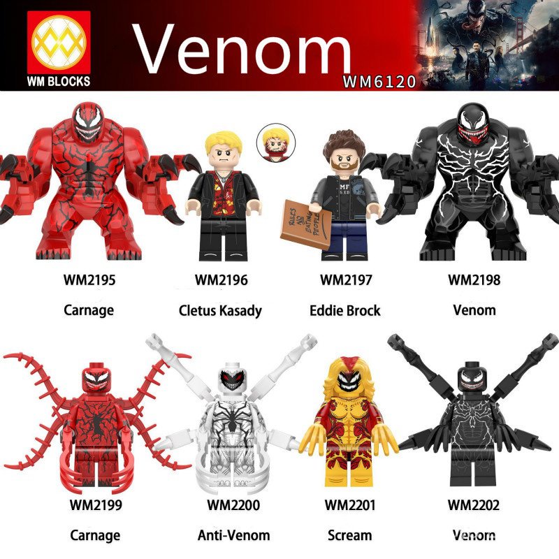 Venom Carnage ตัวเลขใหญ่ Minifigures Marvel Building Blocks เด็ก Lego ของเล่น WM6120