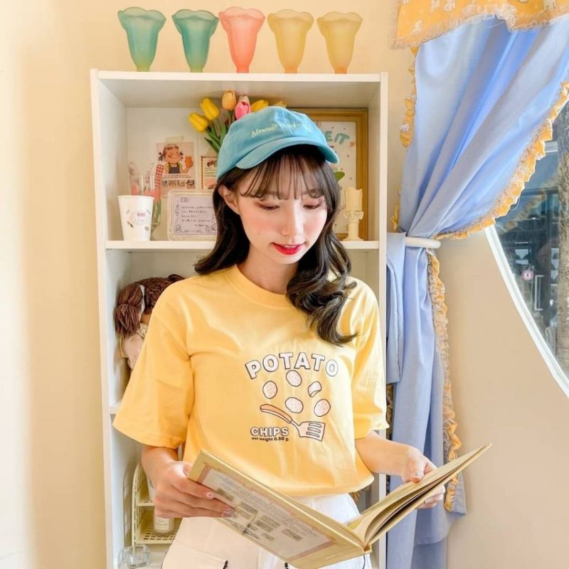 พร้อมส่ง!!!!!! เสื้อยืด Potato อยู่บ้านทุกวันไม่มีเบื่อ 7วัน7สีไปเลย