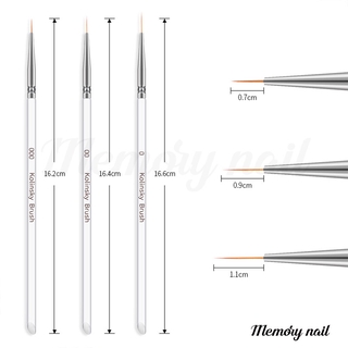 เซต 3ชิ้น (ด้ามใส Kolinsky Brush) พู่กันเพ้นท์เล็บ พู่กันสำหรับตกแต่งเล็บ 🚀พร้อมส่งจากไทย 🇹🇭
