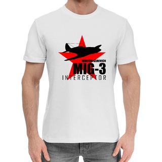 คอลูกเรือเสื้อยืดคอกลมเสื้อยืดแฟชั่น พิมพ์ลาย Mig-3 Air Force Soviet Army Unsiex ของขวัญวันพ่อผ้าฝ้ายแท้