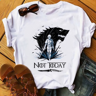 tshirtเสื้อยืดคอกลมฤดูร้อนเสื้อยืดลําลอง พิมพ์ลาย Got Arya Stark Not Today สีขาว แฟชั่นฤดูร้อน สําหรับผู้ชายSto4XL