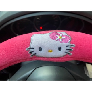 ลิขสิทธิ์แท้ หุ้มพวงมาลัย เฮลโล คิตตี้ รถยนต์ ทำจากผ้า สีชมพู Hello Kitty Angel Car Steering Wheel Cover Pink Fabric