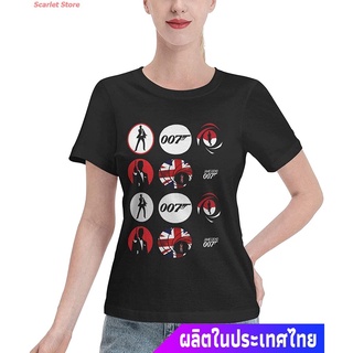 Scarlet Store เสื้อยืดเจมส์บอนด์เสื้อยืดถักฤดูร้อน James Bond 007 T-Shirt Novelty Cotton Summer Tops For Women James Bon