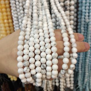 Howlite ฮาวไลท์⭐️🔺หินแท้รับประกัน⭐️หินแห่งสุขภาพ สร้อยข้อมือหินนำโชค