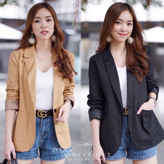 Blazer เสื้อคลุมสูท ผ้ายีนส์ผสม เรียบ เท่ ดูดี 💖 Minicloset