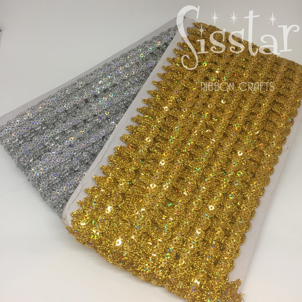 ริบบิ้นลูกไม้สีเงิน สีทอง สีรุ้ง ลายภูเขาเล็ก (RM1829) - รูปที่ 2