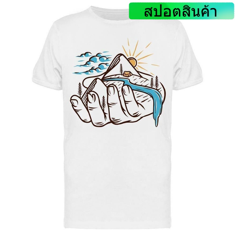 เสื้อยืด พิมพ์ลายกราฟฟิค ธรรมชาติ จับมือ สําหรับผู้ชาย