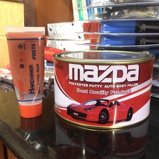 Mazda สีโป๊วรถ  สีโป๊วแดง ขนาด 1 kg ตรา มาสด้า แถมน้ำยาเร่งแข็งสีโป๊ว 1 หลอด