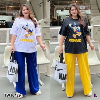 👗Pfashion [ส่งไว!!🚛] P16429 Set #Bigsize 2 ชิ้น เสื้อยืดแขนสั้นทรง Oversize + กางเกงขายาว