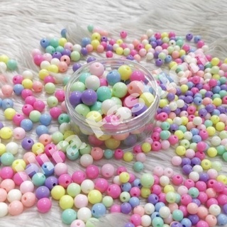 ลูกปัดทรงกลมพาสเทล(Pastel Color)คละสี (1ห่อมี40กรัม)
