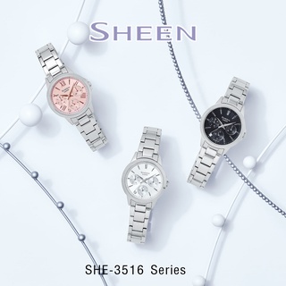 [📌แบ่งจ่ายได้📌]CASIO SHEEN รุ่น.SHE-3806PG-7A,SHE-3046,SHE-3069,SHE-3516,SHE-4550 นาฬิกาข้อมือผู้หญิง รุ่นใหม่ ยอดนิยม