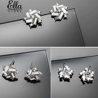 🍒 หญิง Windmill โชคดี Rhinestone สีเงินต่างหู Stud Earrings Party