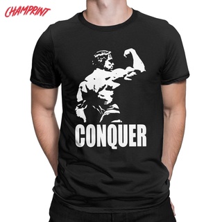 [COD]เสื้อยืดคอกลม แขนสั้น ผ้าฝ้ายแท้ พิมพ์ลาย Conquer Arnold Schwarzenegger สําหรับผู้ชาย