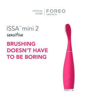 FOREO ISSA Mini 2 Sensitive - Wild Strawberry ฟอริโอ้ แปรงสีฟันไฟฟ้า อิซซ่า มินิ 2 สีชมพูเข้ม (หัวแปรงซิลิโคน)