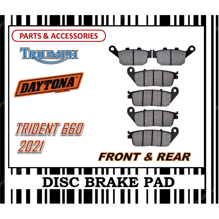 TRIUMPH TRIDENT 660 2021 ชุดผ้าเบรค SUPERBIKE FR0NT & REAR DAYTONA TYPE