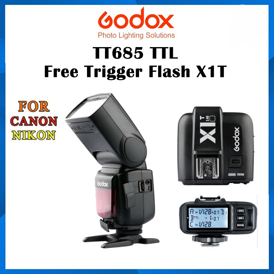 GODOX Flash TT685 + X1T Trigger 2.4G สำหรับ CANON / NIKON แฟลช ประกัน 1 ปี Shopee Thailand