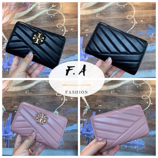 F.A (ของแท้ 100%) Tory Burch 178 pebbled mini wallet กระเป๋าสตางค์สุภาพสตรี / โฟลเดอร์พับสั้น / วัสดุป้องกันรอยขีดข่วน