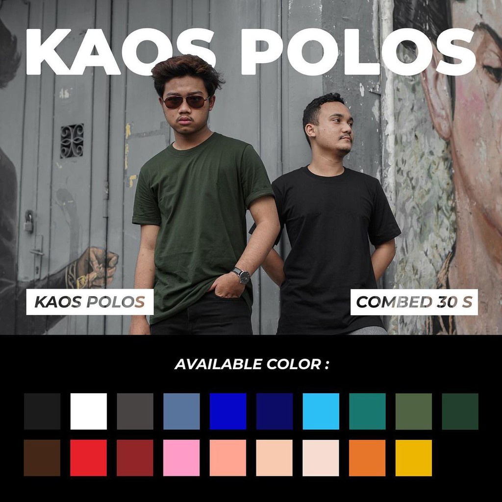Kaos POLOS เสื้อแขนสั้น คอ O 19 สี ไซซ์ 2XL 3XL COMBED 30S