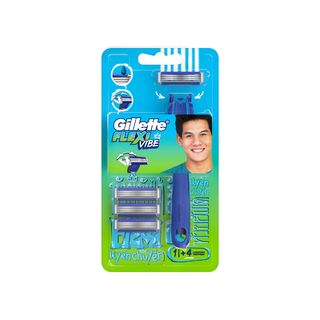 Gillette ยิลเลตต์ เฟล็กซ์ซี่ ไวป์ ด้าม+ใบมีด 4 ชิ้น Flexi Vibe