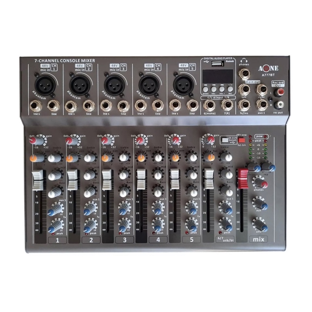 A-One มิกเซอร์ 7ช่อง Live Mixing Studio Audio Sound Mixer Console USB ฺBLUETOOTH รุ่น A-777 BT รุ่นใ