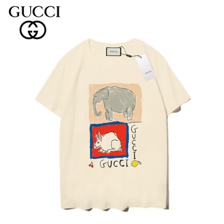 เสื้อยืดแขนสั้น ผ้าฝ้าย พิมพ์ลาย Gucc แฟชั่นสําหรับผู้ชาย และผู้หญิง