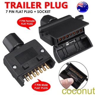 [Coco]7 Pin Flat Trailer Plug Male Female Socket Boat Caravan Adaptor Connector