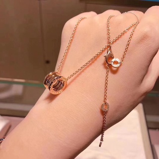 Bvlgari สร้อยคอไทเทเนียมเหล็ก พร้อมจี้สปริง ของขวัญ k831