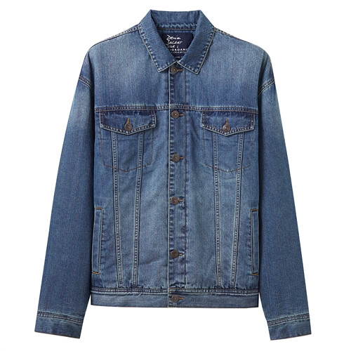 GIORDANO MEN Cargo long-sleeve light denim jacket 01079737