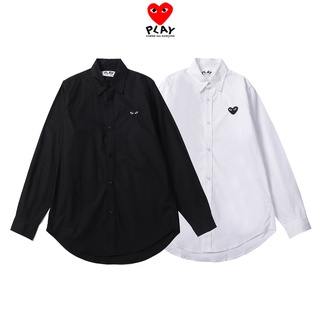 ❤❀ [พร้อมส่ง] ❤ Cdg เสื้อเชิ้ตแขนยาวลําลอง ผ้าฝ้าย ปักลายหัวใจ สีแดง แฟชั่นคู่รัก