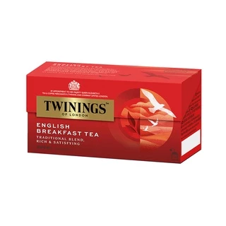 Twinings English Breakfast Tea ทไวนิงส์ ชาสีอำพันสว่าง อิงลิช เบรกฟาสต์ ชนิดซอง 2 กรัม แพ็ค 25 ซอง