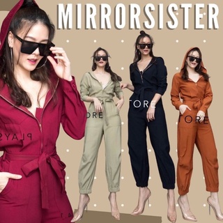 🔖ป้าย Mirrorsister​ 00124.1 จัมพ์สูทมีฮู้ดตัวเก๋ มาพร้อมสายผูกเอว