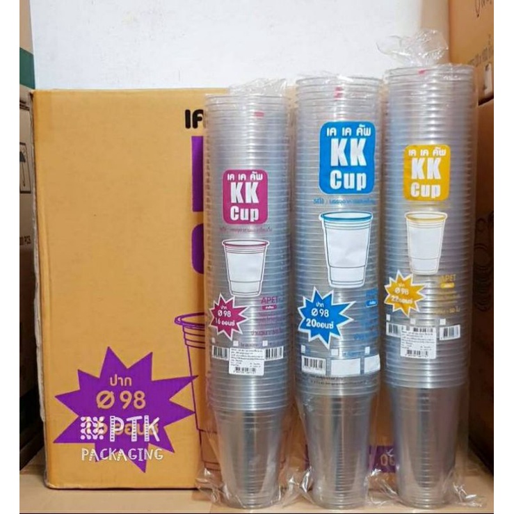แก้ว PET KK Cup ทรงสตาร์บัค แก้ว PET 16, 20, 22 ออนซ์ ปาก 98 ใส ทรงสวย ราคาประหยัด [ ขายปลีก 50 ใบ ]