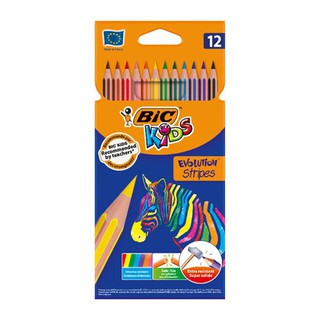 BIC Kids ดินสอสีไม้แบบลาย Evolution Stripes 12 สี/24 สี