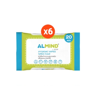 [พร้อมส่ง ] ALMIND Hygienic Wipes for Skin จำนวน 6 แพ็ค 120 แผ่น