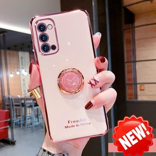 เคสมือถือกลิตเตอร์พร้อมแหวนนิ้วสําหรับ OPPO A53 A32 Reno 4 F A92 A52 A72 A92s A31 A73 Reno 4 4G A9 A5 2020 Reno4 SE A93