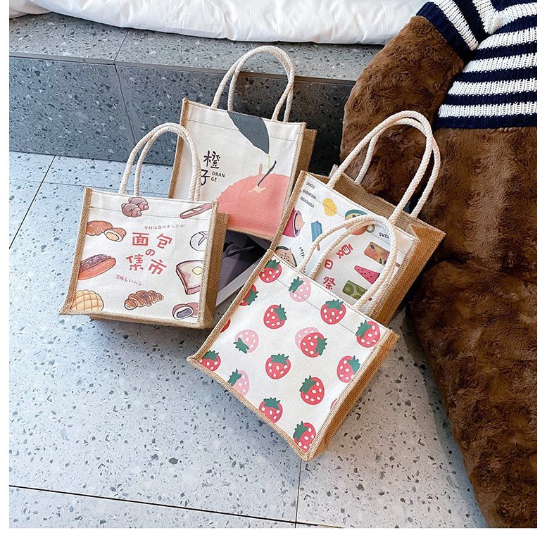 กระเป๋า merci กระเป๋าผ้ากระสอบสไตล์Minimalใบใหญ่ มี 4 ลาย Cc-138