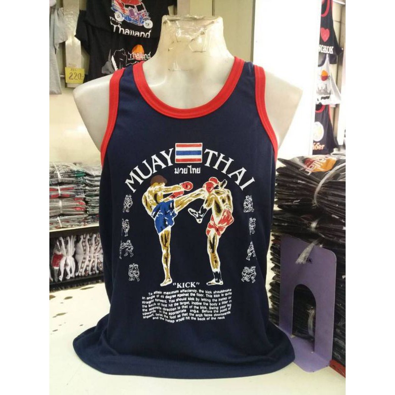 เสื้อกล้ามไทยแลนด์ สกรีนลายมวยไทย ผ้าcotton100%