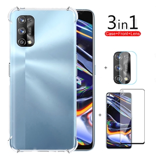 3in1  realme 7 pro phone case shockproof airbag protective cover realme 7 7pro realme7pro screen protector tempered glass realme7 camera lens glass