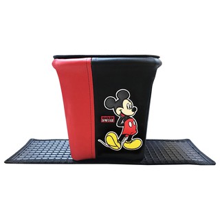 ลิขสิทธิ์แท้ มิกกี้เม้าส์ ถังขยะในรถ ถังใส่ของในรถ สีดำแดง Mickey Mouse Car Trash Bin Black,Red