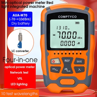 COMPTYCO AUA-M70 เครื่องวัดกำลังไฟฟ้า 4 in 1 แหล่งกำเนิดแสงสีแดง All In One PC -70+ ~ 10dbm Visual Fault Locator 1-50mw RJ45 Network Tester พร้อมไฟ LED