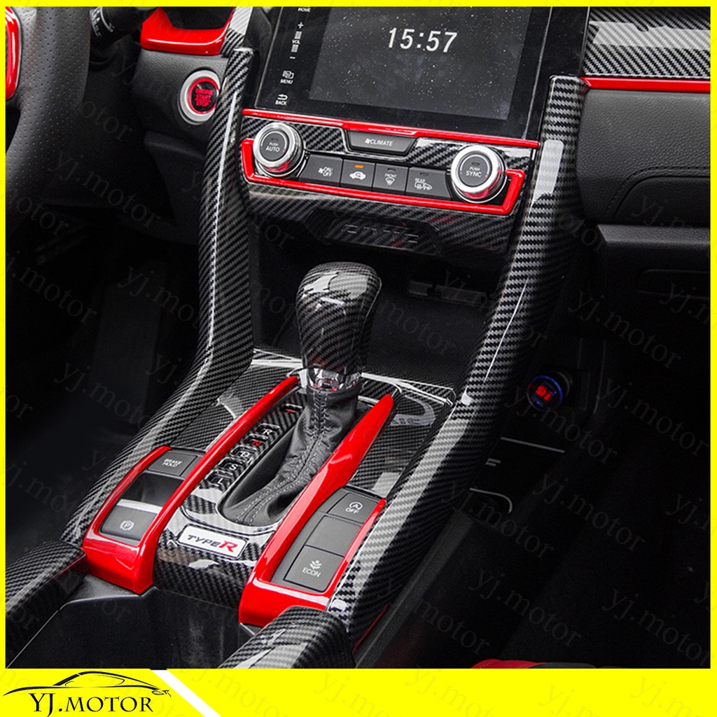 2016-2020 Honda Civic FC แผงครอบเกียร์ ฝาครอบแผงเกียร์ แบบครึ่ง Gear Panel Cover Gear Shift Panel Frame Cover Trim ราคา ถูกที่สุด ดีลบีเคเค แกลเลอรีภาพที่ 2