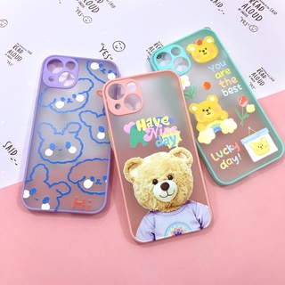 พร้อมส่ง!! /เคสTPU/i6+/7/7+/XS/11/ ขอบสีหลังขุ่น กันเลนส์กล้อง เคสกันกล้อง ลายการ์ตูน เคสหมี  เคสมือถือ