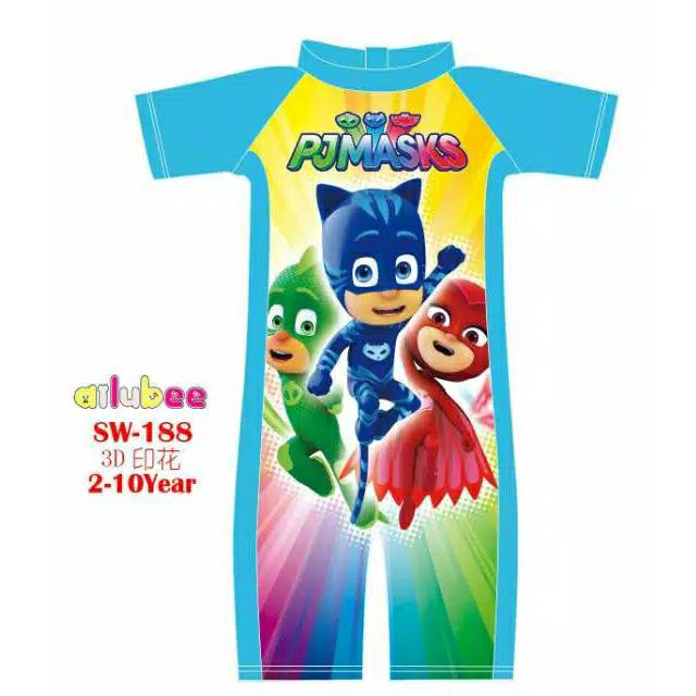 Ailubee PJ Masks ชุดว่ายน้ํา ชุดว่ายน้ําเด็ก PJ Mask ขนาด 2-3y, 3-4y