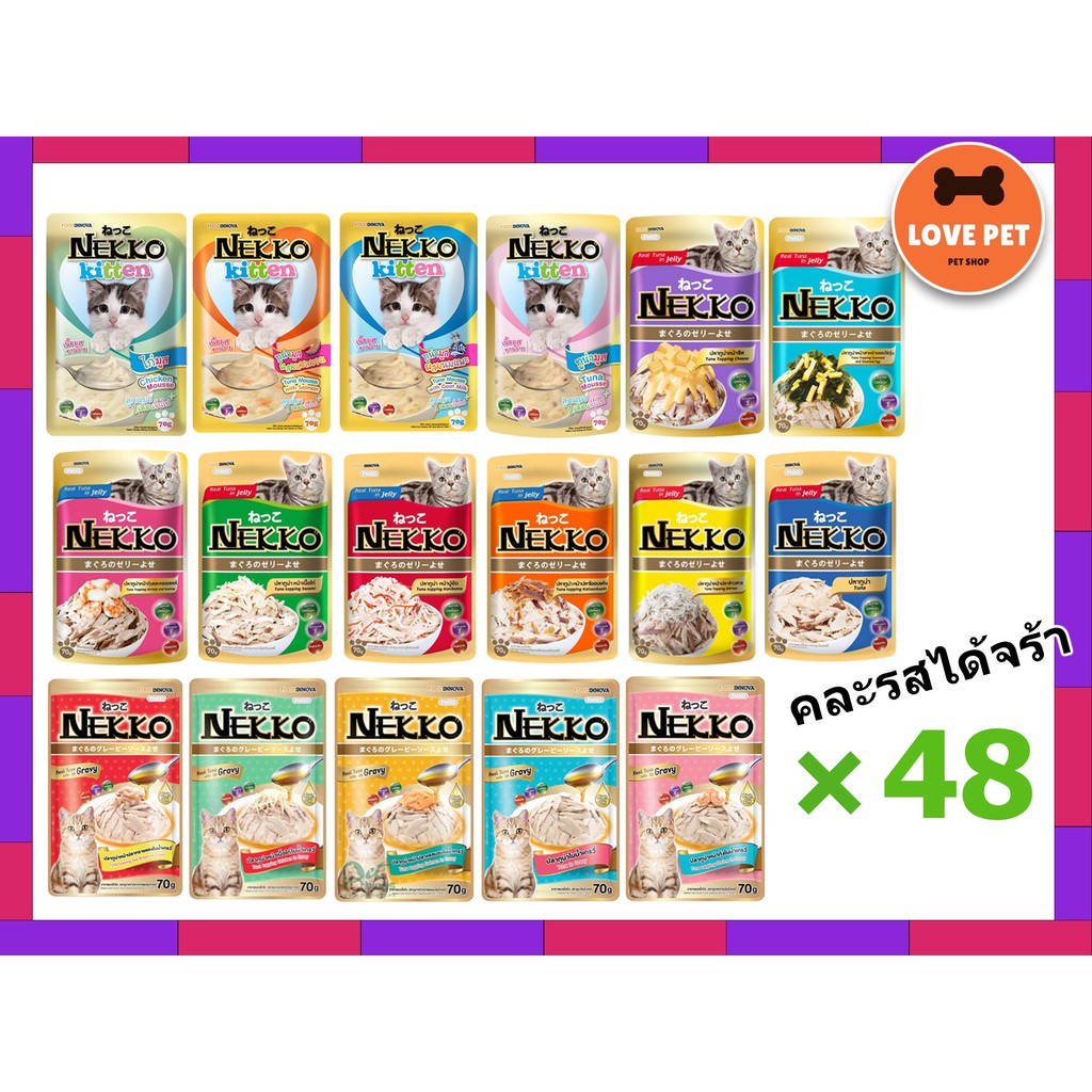 Nekko อาหารเปียกแมว ยกลัง(48ซอง) คละรสได้ ทักมาระบุในแชทได้เลยจ้า (คละรสแจ้งผ่านแชทเท่านั้นค่า)