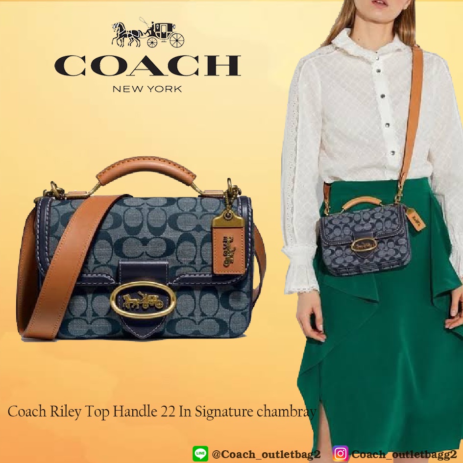 Coach Riley Top Handle 22 In Signature chambray