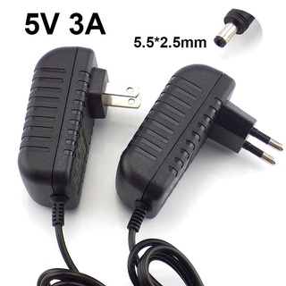 อะแดปเตอร์แปลงพาวเวอร์ซัพพลาย 100V-240V 5.5 มม.*2.5 มม. AC เป็น DC 5V 3000mA ปลั๊ก EU US สําหรับแถบไฟ LED