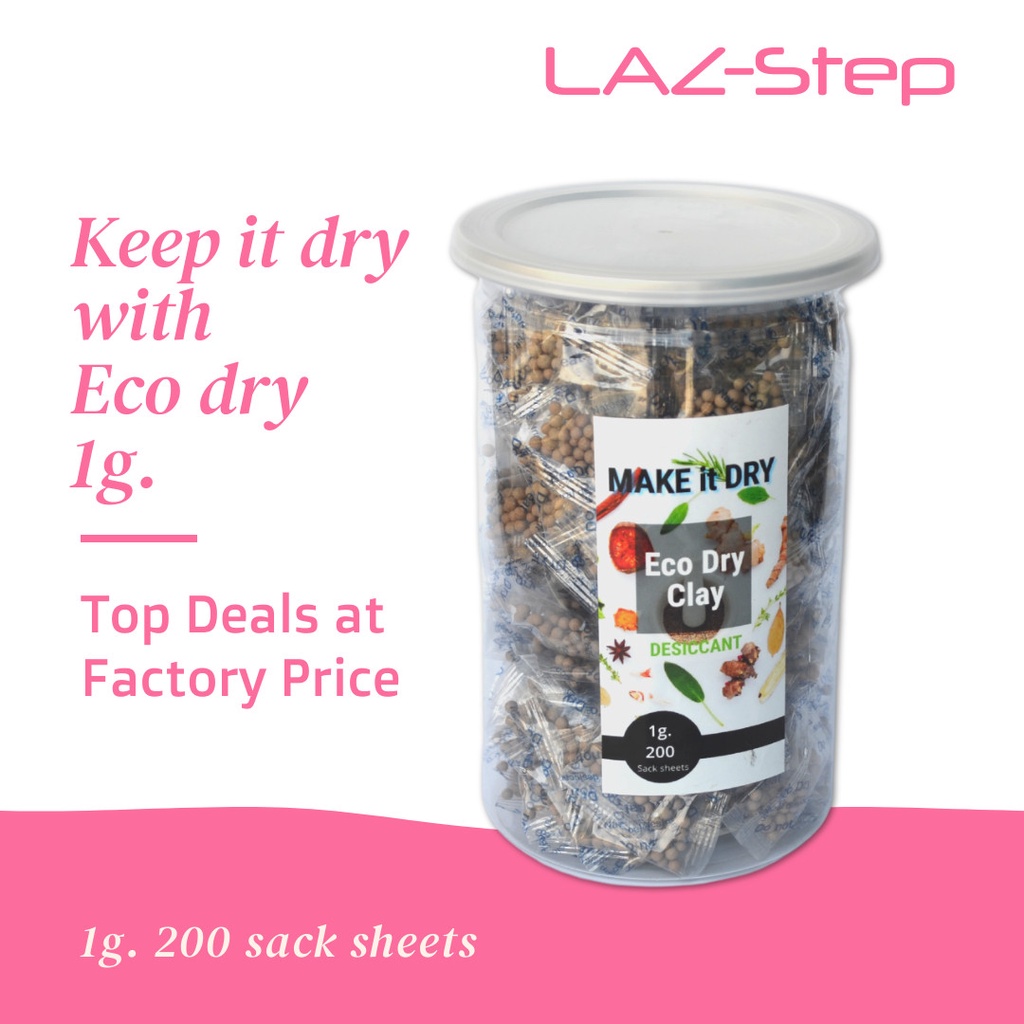 LAZ-Step ซองดูดความชื้นผลิตจากดินธรรมชาติ 200 ชิ้น  (FOOD GRADE) มีให้เลือก 2 แบบ