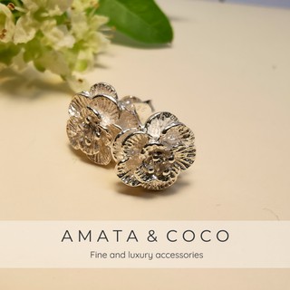 Amata &amp; CoCo ต่างหูเงินแบบหมุด ACKE447 รูปทรงดอกพลับพลึง