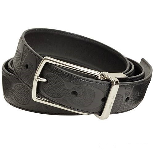 พร้อมส่ง เข็มขัดชาย COACH 55158 One Size Reversible Signature leather belt  สีดำ ของแท้