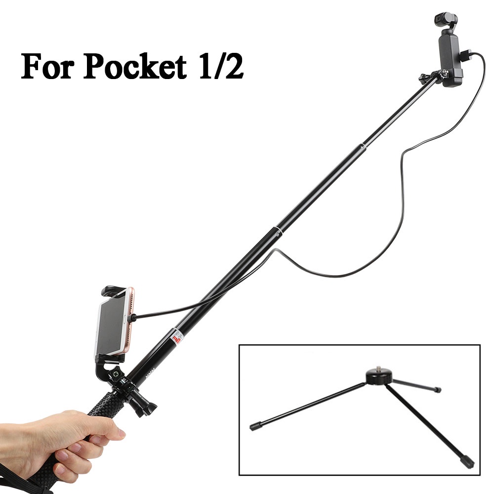 for DJI OSMO Pocket 1/2 Accessory With Selfie Stick Tripod Cell Phone Holder Monopod Rod Extension Data Cable Case for P